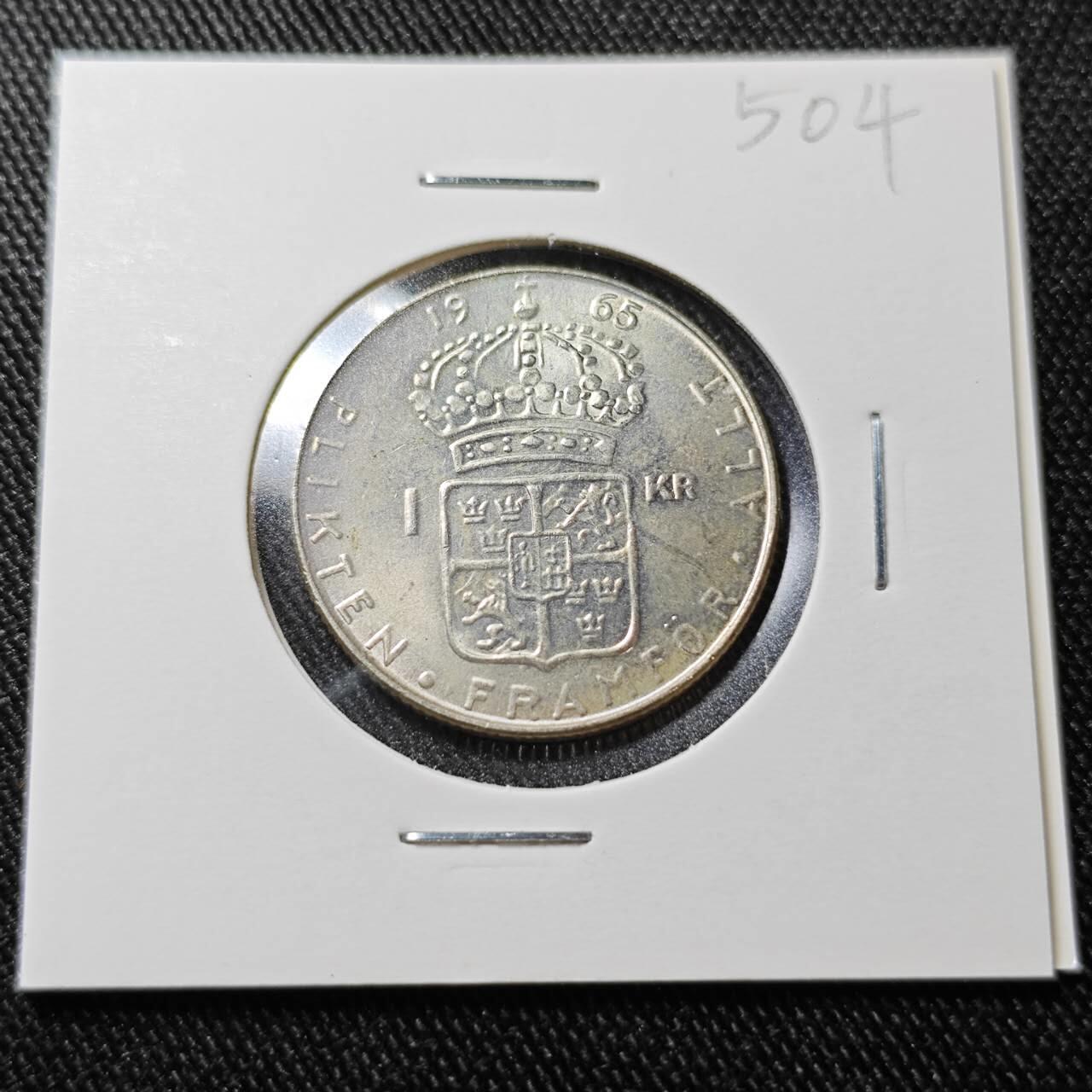 KK钱币收藏小铺  （套币 批量/好品散币 银币）专场  2月预留时间 周末发货  1965瑞典1克朗银币 好品
