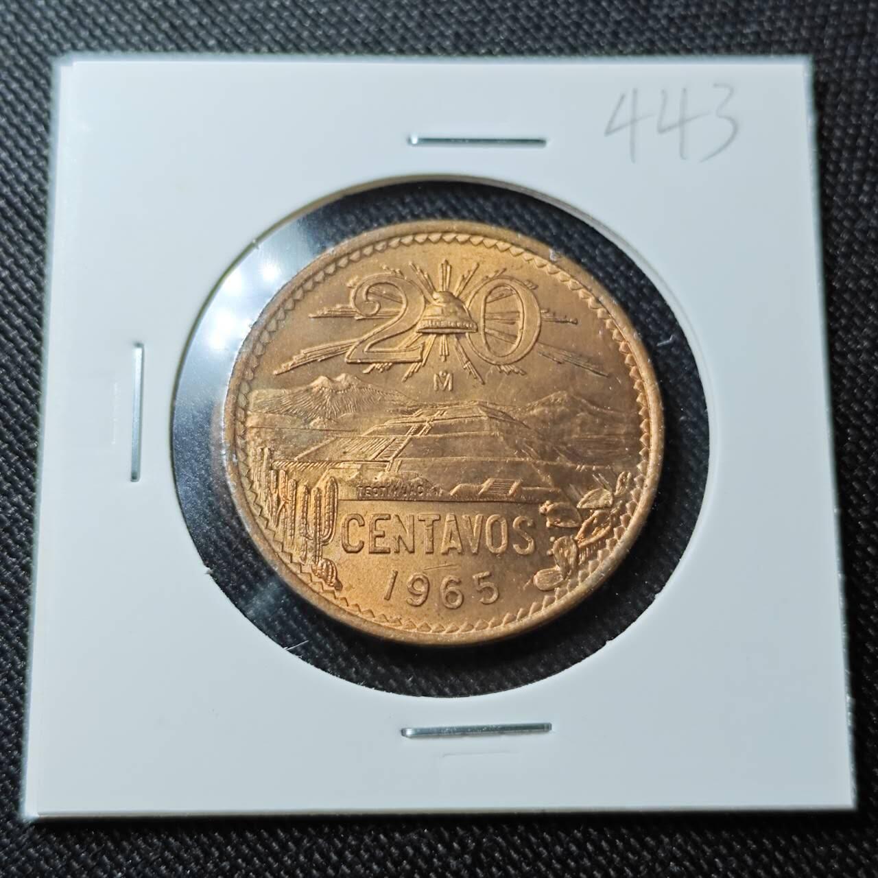 KK钱币收藏小铺  （套币 批量/好品散币 银币）专场  2月预留时间 周末发货   1965墨西哥20分铜币 好品