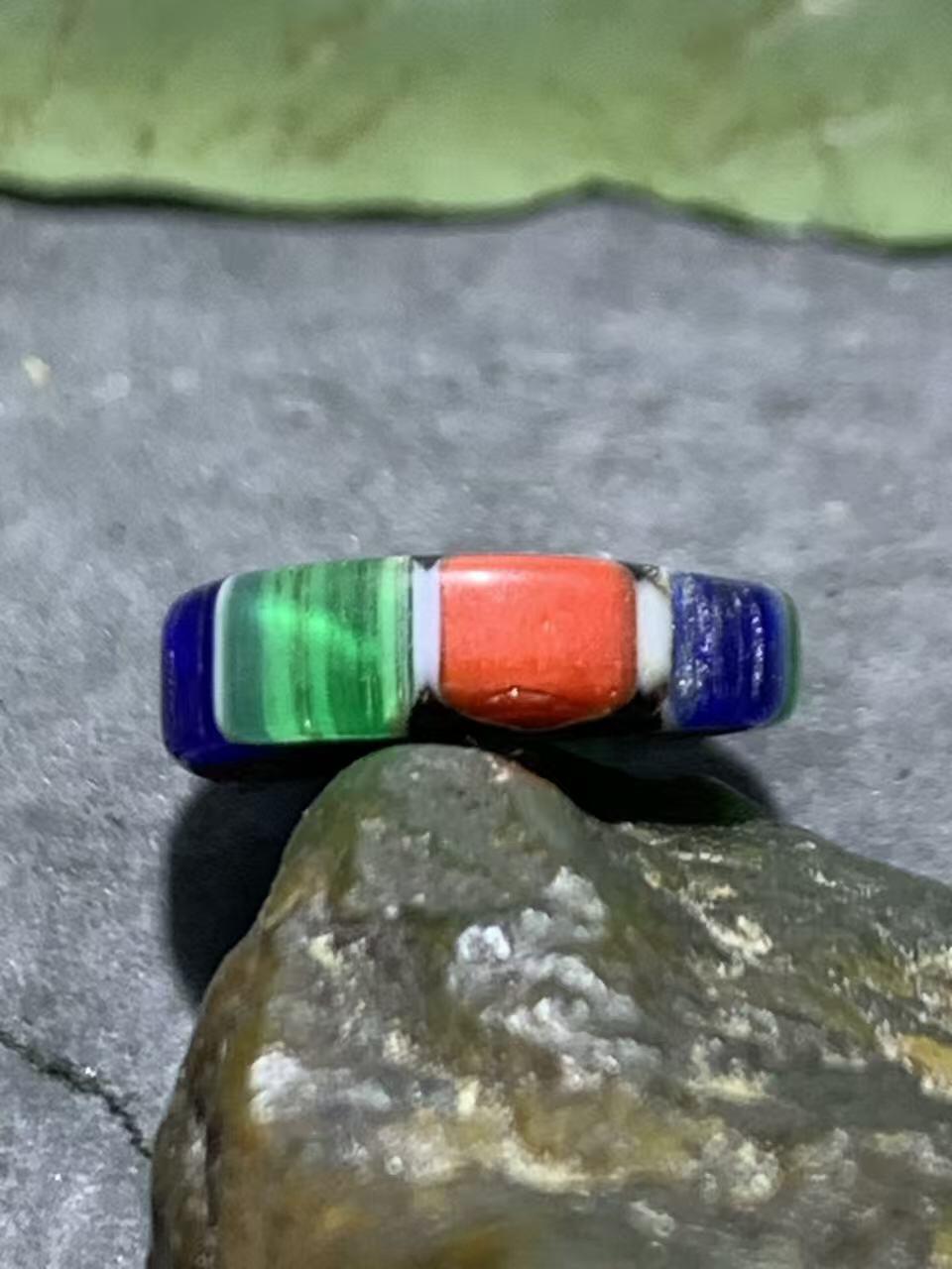 尼泊尔古法手做老琉璃珠一颗，