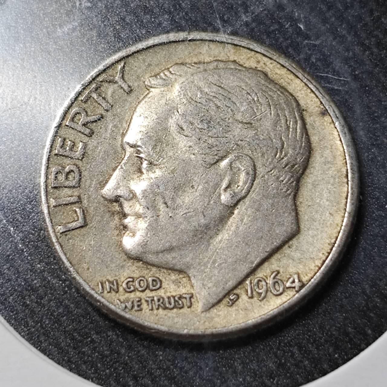 KK钱币收藏小铺  （套币 批量/好品散币 银币）专场  2月预留时间 周末发货   1964美国10分银币