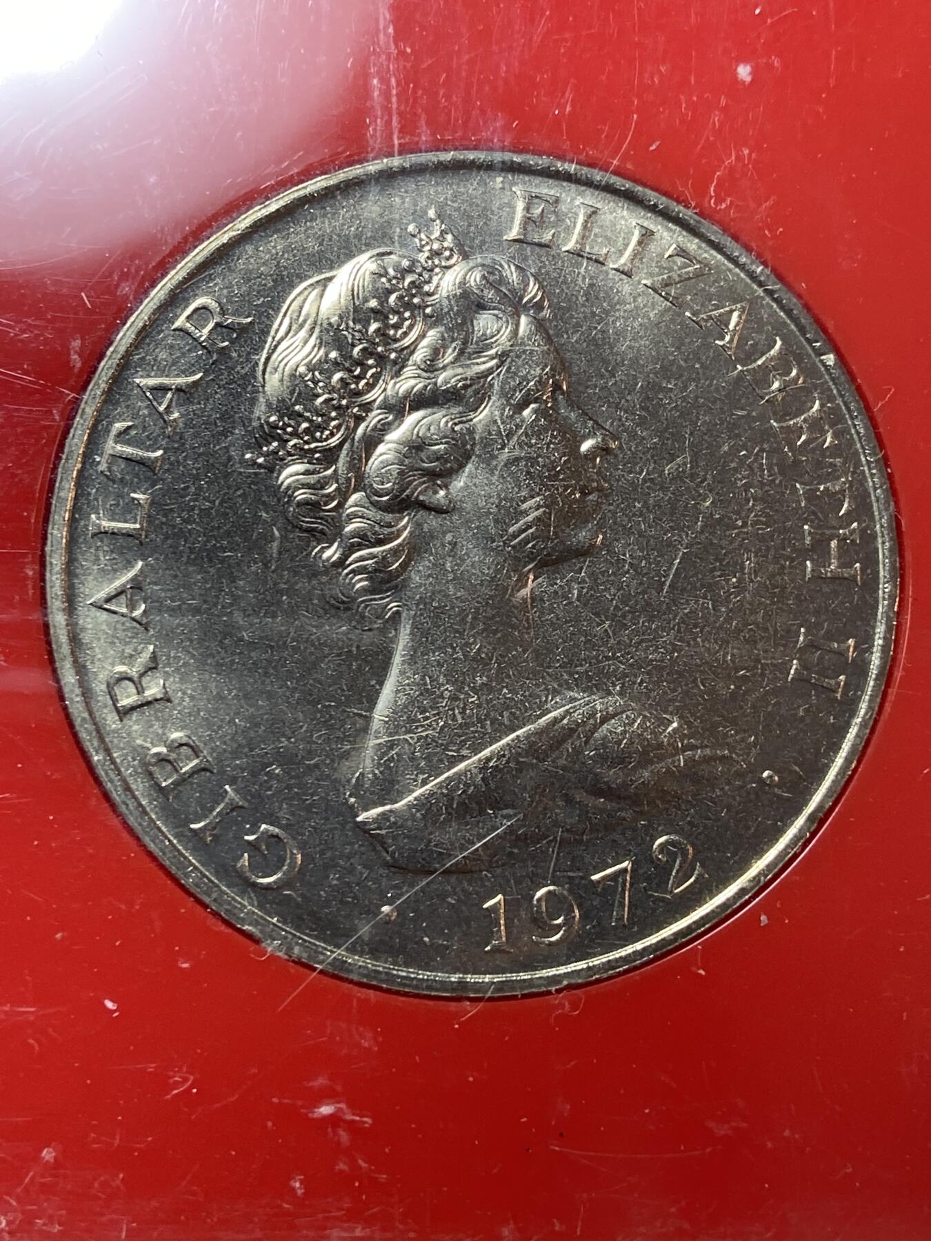 2025年第一百一十三场(总第一百三十九场）瑞士辅币专场(免佣金) 英属直布罗陀🇬🇮1972年25新便士(伊丽莎白二世和菲利普亲王25周年银婚纪念币)