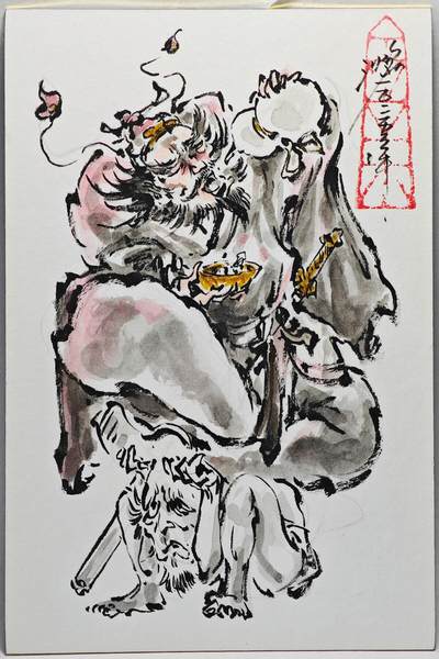 白泽拍卖卡牌手绘专场第26期（霜降天寒蝉噤语，风高夜冷桂留香） - 2025 沈鑫手绘大卡 钟馗 尺寸：9.8cm*14.8cm  沈鑫亲签
