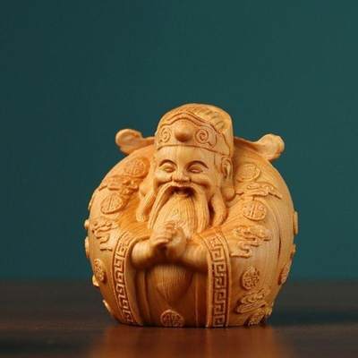 听雨轩（一） 木雕专场 - 崖柏财神爷手把件 4*4