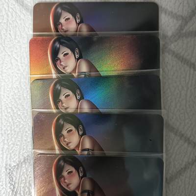 花开卡拍第43期（10月19号周日截拍，品控勿拍!!!拍品不寄存，运费5元，自制卡难免瑕疵，可能存在轻微撞角爆边等出厂瑕疵，品控介意勿拍！） - 宁缺卡牌 艺术卡 最终幻想蒂法五宫 彩闪