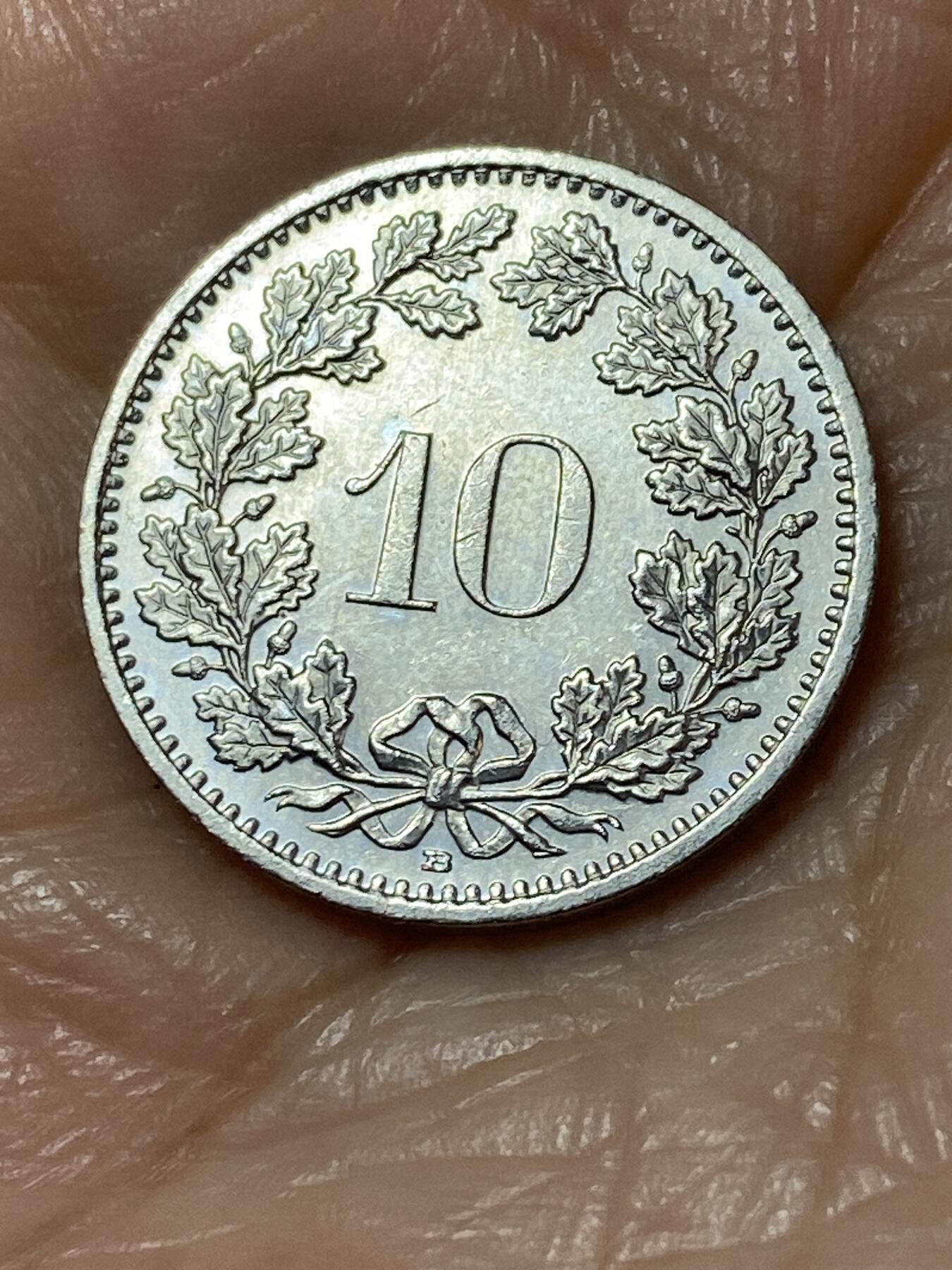 2025年第一百一十三场(总第一百三十九场）瑞士辅币专场(免佣金) 瑞士🇨🇭2008年10分(第二版，B标伯尔尼造)