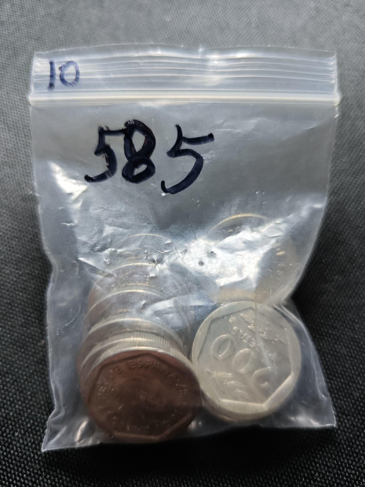 KK钱币收藏小铺  （套币 批量/好品散币 银币）专场  2月预留时间 周末发货  西班牙200比塞塔一组10枚