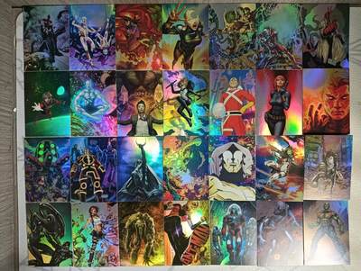 花开卡拍第43期（10月19号周日截拍，品控勿拍!!!拍品不寄存，运费5元，自制卡难免瑕疵，可能存在轻微撞角爆边等出厂瑕疵，品控介意勿拍！） - 小飞驴卡牌 美国超级英雄收藏第二弹彩闪28张