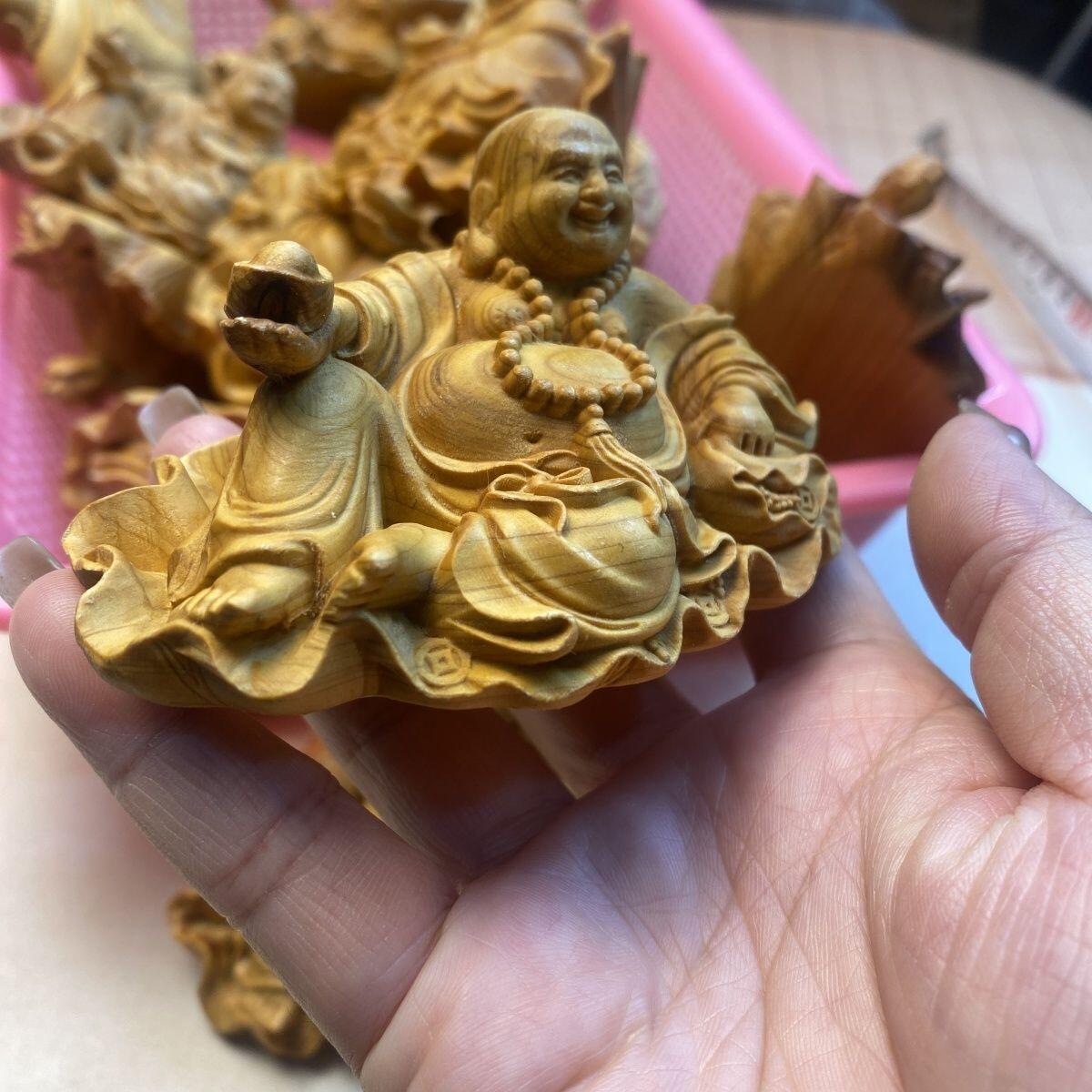 听雨轩（一） 木雕专场 崖柏木雕刻 荷叶弥勒佛