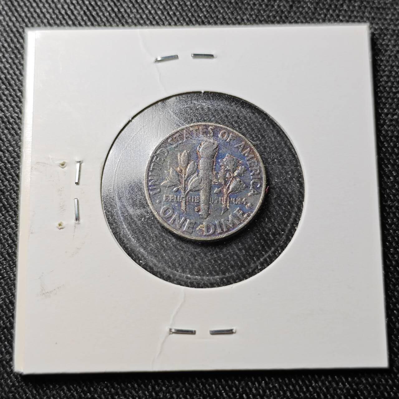 KK钱币收藏小铺  （套币 批量/好品散币 银币）专场  2月预留时间 周末发货  1963美国10分银币 带彩漂亮