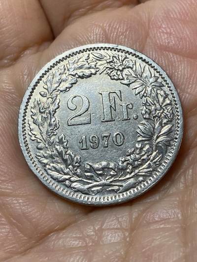 2025年第一百一十三场(总第一百三十九场）瑞士辅币专场(免佣金) - 少见年份–瑞士🇨🇭1970年2法郎(第四版，无标)