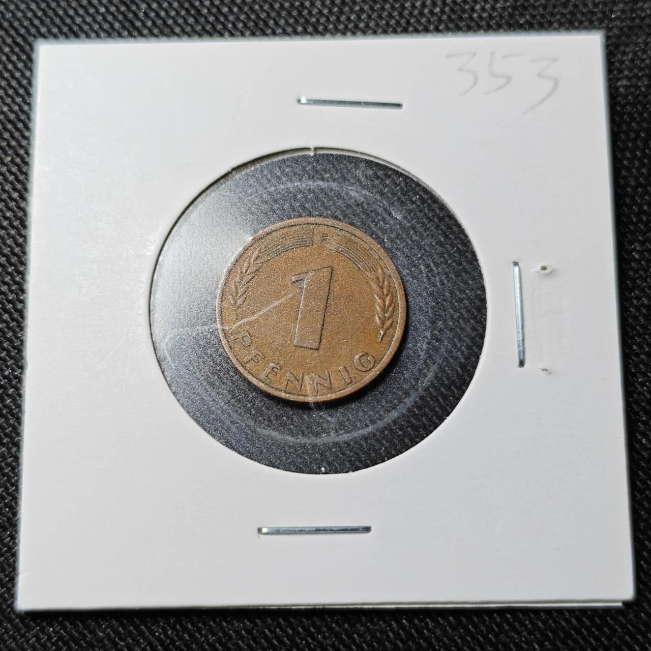 KK钱币收藏小铺  （套币 批量/好品散币 银币）专场  2月预留时间 周末发货  1949德国1芬尼铜币 银行版 最少见面值