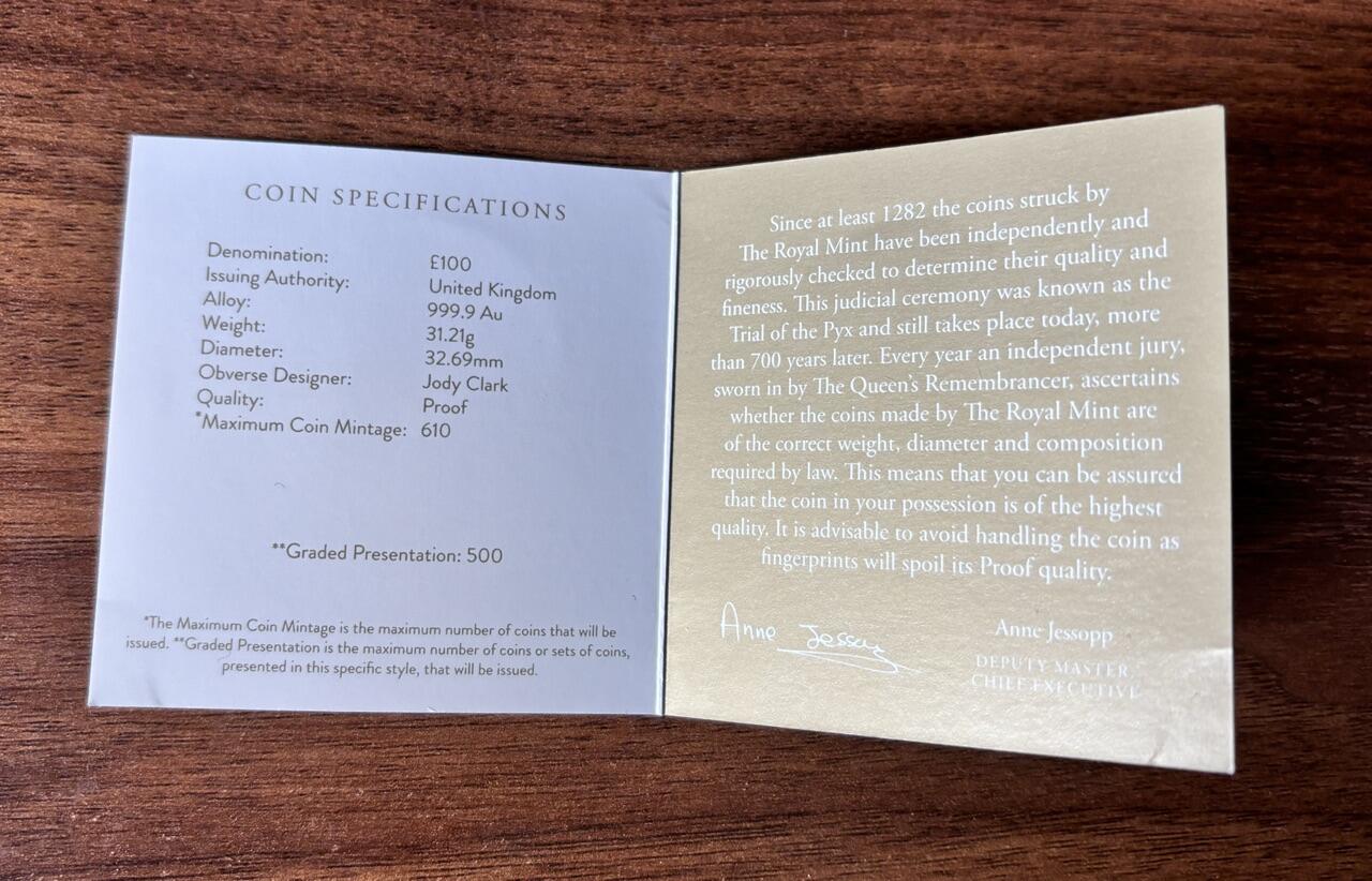 【Blue Auction】世界纸币精拍第738期——18级TOP拍卖/信誉/品质/专业/高效💫   【首发 带证书 满分 第8枚铸造 Eighth Coin Struck】英国 2022年100镑大金币 含1盎司纯金（参考金价4300美金/盎司） NGC PF70 ULTRA CAMEO深度精美 正面国王詹姆斯一世unite金币风格 背面伊丽莎白二世女王 