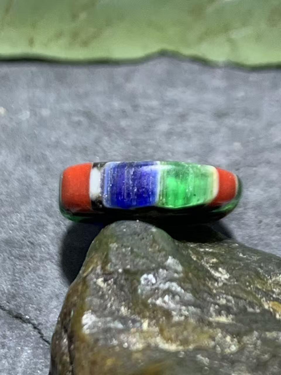 尼泊尔古法手做老琉璃珠一颗，