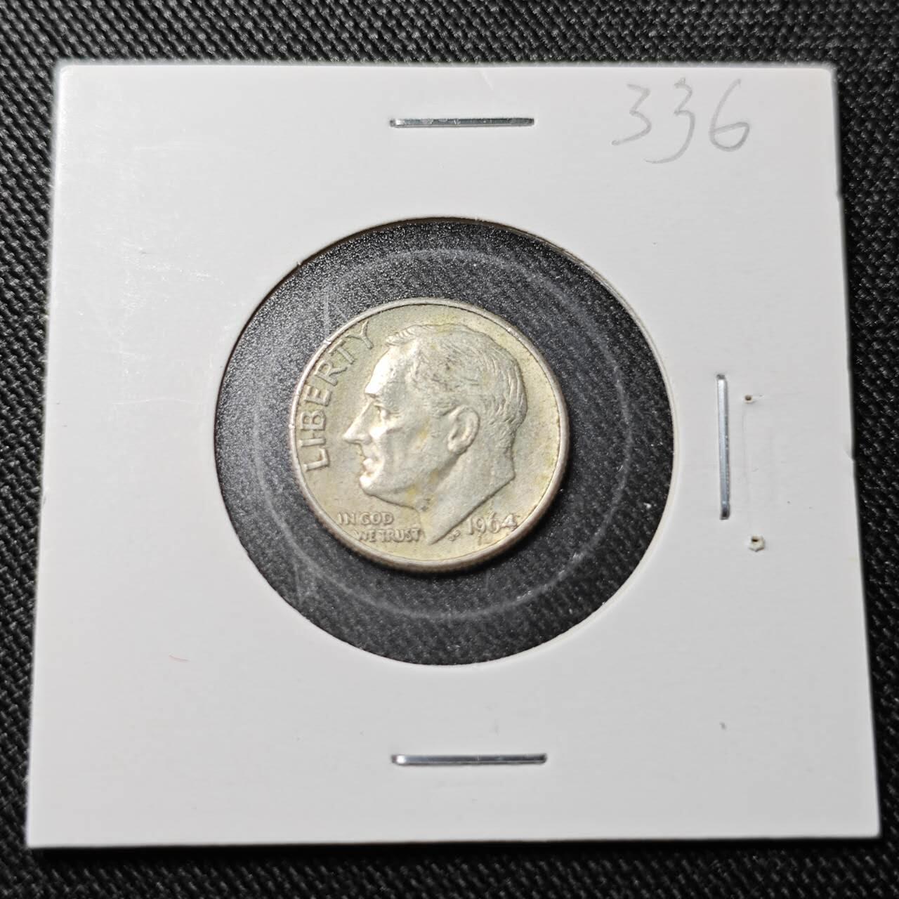KK钱币收藏小铺  （套币 批量/好品散币 银币）专场  2月预留时间 周末发货  1964美国10分银币