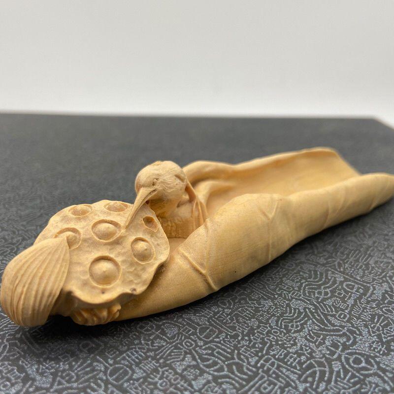 听雨轩（一） 木雕专场 黄杨木雕刻 莲蓬茶匙 12*3*2