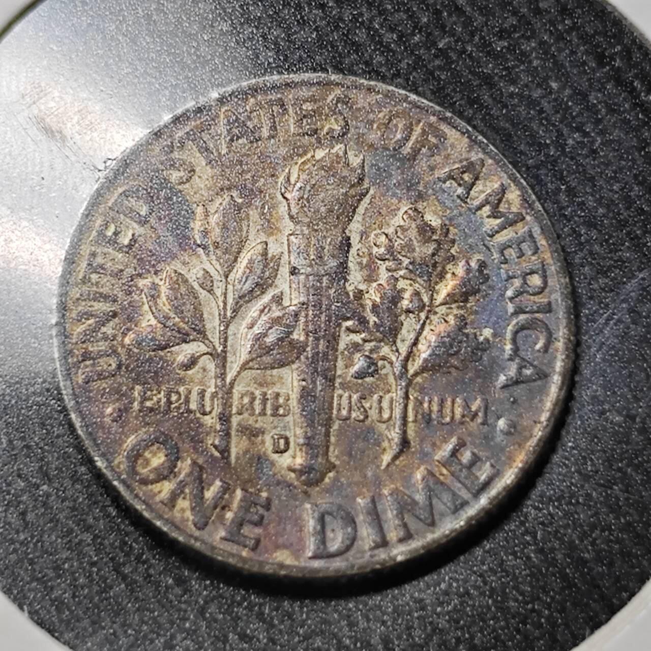 KK钱币收藏小铺  （套币 批量/好品散币 银币）专场  2月预留时间 周末发货  1964美国10分银币 带彩漂亮