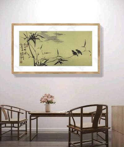 江南站杂项场 - 四尺四开写意花鸟画李默林作品末装裱68*35cm