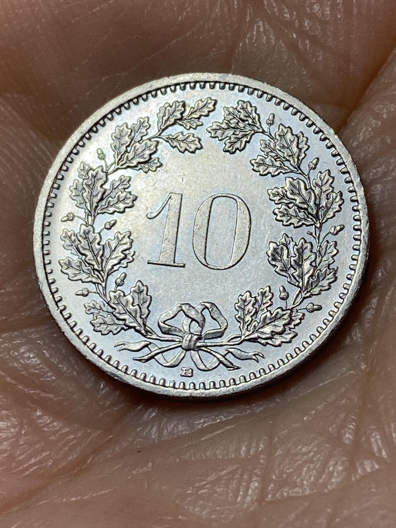 2025年第一百一十三场(总第一百三十九场）瑞士辅币专场(免佣金) 瑞士🇨🇭1993年10分(第二版，B标伯尔尼造)