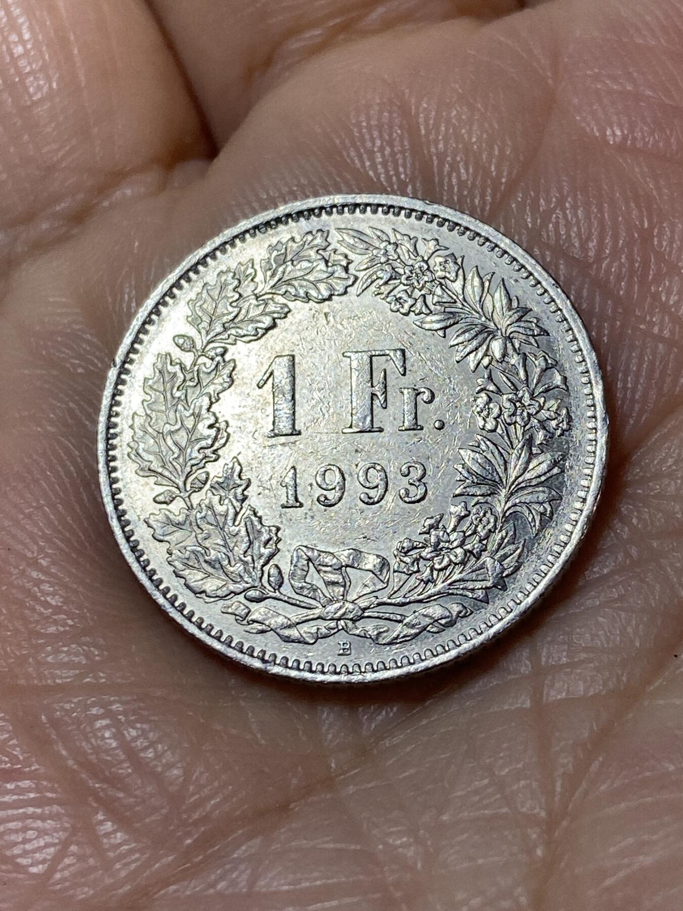 2025年第一百一十三场(总第一百三十九场）瑞士辅币专场(免佣金) 瑞士🇨🇭1993年1法郎(第六版，B标伯尔尼造)