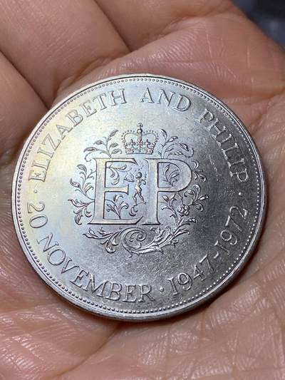 2025年第一百一十三场(总第一百三十九场）瑞士辅币专场(免佣金) - 英国🇬🇧1972年25便士(伊丽莎白二世和菲利普亲王25周年银婚纪念币)