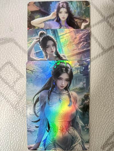 花开卡拍第43期（10月19号周日截拍，品控勿拍!!!拍品不寄存，运费5元，自制卡难免瑕疵，可能存在轻微撞角爆边等出厂瑕疵，品控介意勿拍！） - 古风小套卡彩闪3张