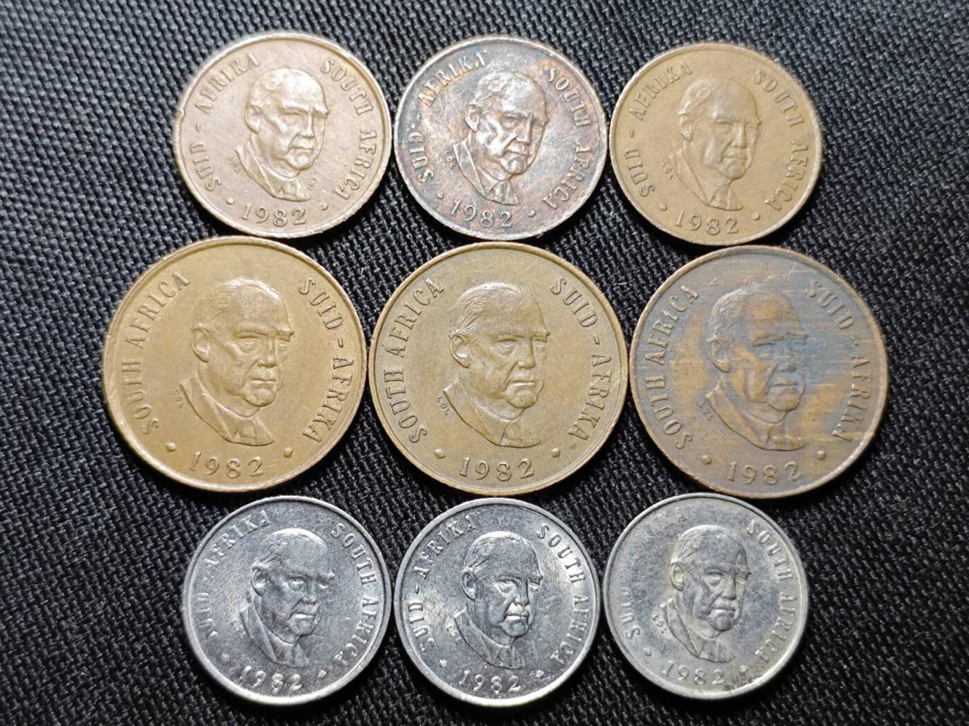 KK钱币收藏小铺  （套币 批量/好品散币 银币）专场  2月预留时间 周末发货  1982南非总统沃斯特3面值一组 共3组可配套