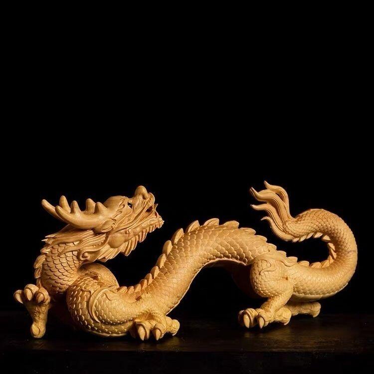 听雨轩（一） 木雕专场 黄杨实木 生肖龙手把件 约10cm