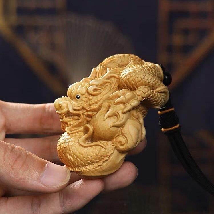 听雨轩（一） 木雕专场 崖柏木雕 生肖龙手把件 约7cm
