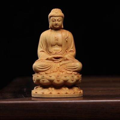 听雨轩（一） 木雕专场 - 崖柏木雕刻大日如来 高约8cm
