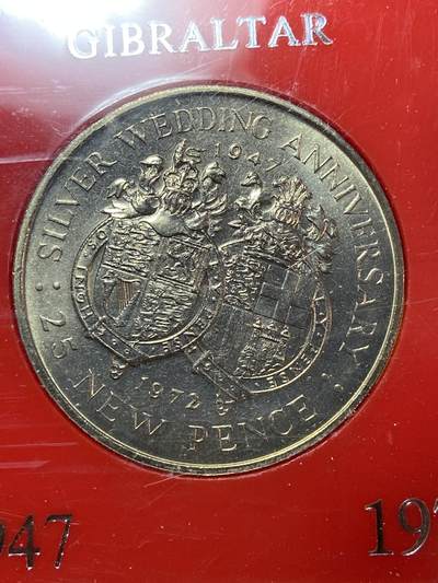 2025年第一百一十三场(总第一百三十九场）瑞士辅币专场(免佣金) - 英属直布罗陀🇬🇮1972年25新便士(伊丽莎白二世和菲利普亲王25周年银婚纪念币)