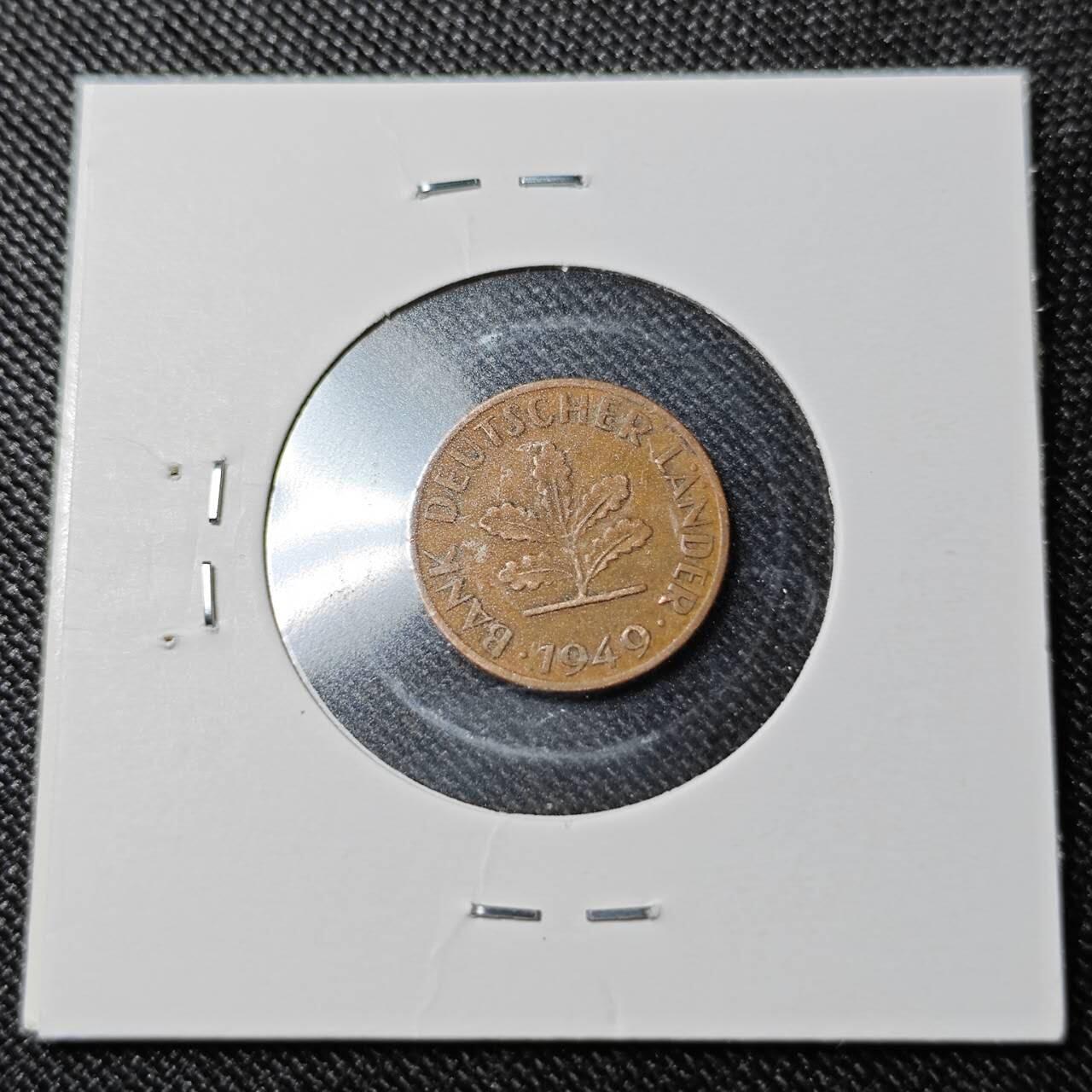 KK钱币收藏小铺  （套币 批量/好品散币 银币）专场  2月预留时间 周末发货  1949德国1芬尼铜币 银行版 最少见面值