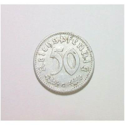 【旋风钱币】10月25日19:00准时开拍 精美欧洲币章、第三帝国钱币、精美项链等 全场包邮 稀年 德国第三帝国1940年G版50芬尼 好品