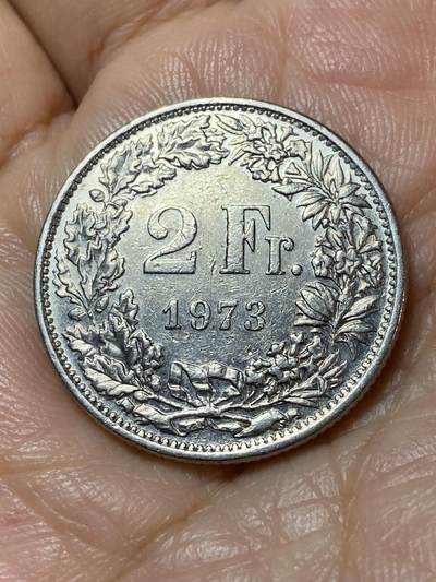 2025年第一百一十三场(总第一百三十九场）瑞士辅币专场(免佣金) - 少见年份–瑞士🇨🇭1973年2法郎(第四版，无标)