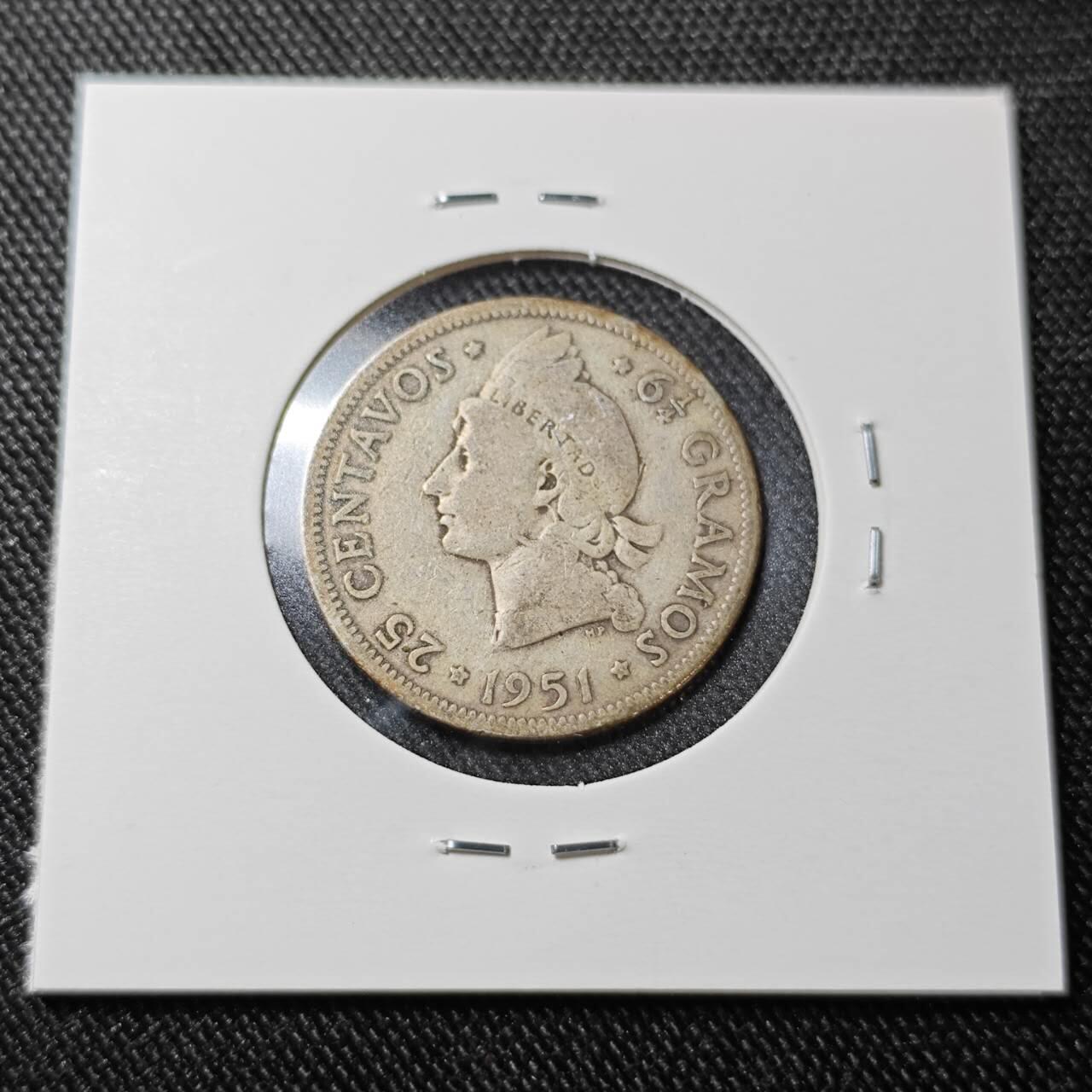 KK钱币收藏小铺  （套币 批量/好品散币 银币）专场  2月预留时间 周末发货  1951多米尼加25分银币