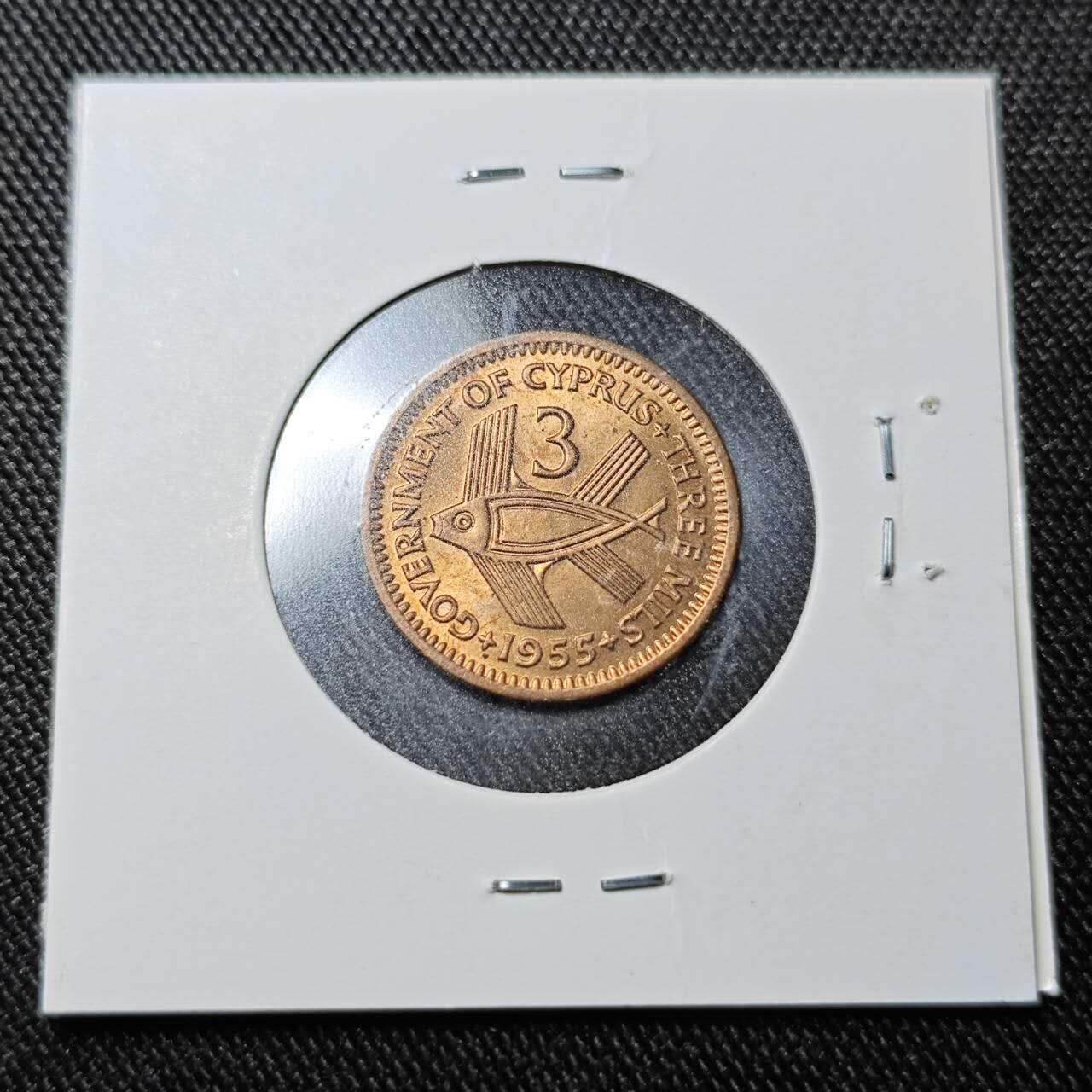 KK钱币收藏小铺  （套币 批量/好品散币 银币）专场  2月预留时间 周末发货  1955英属塞浦路斯3米尔铜币 好品