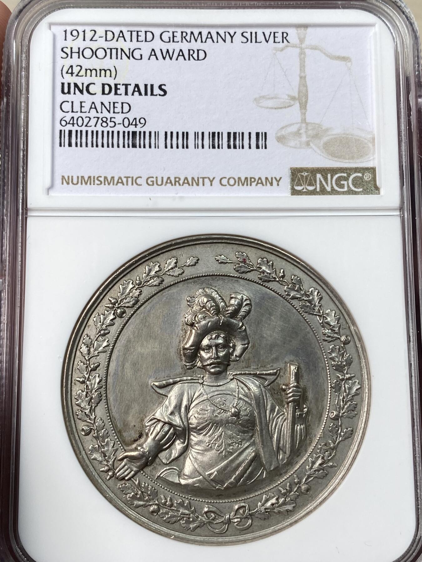万国钱币拍卖第053期【万国秋季大拍上●周五周六两场连拍】 NGC UNCD 1912年德国射击节纪念银章 签名版少见品种