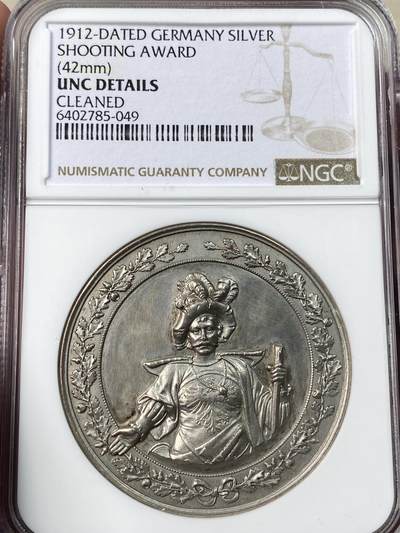 万国钱币拍卖第053期【万国秋季大拍上●周五周六两场连拍】 - NGC UNCD 1912年德国射击节纪念银章 签名版少见品种