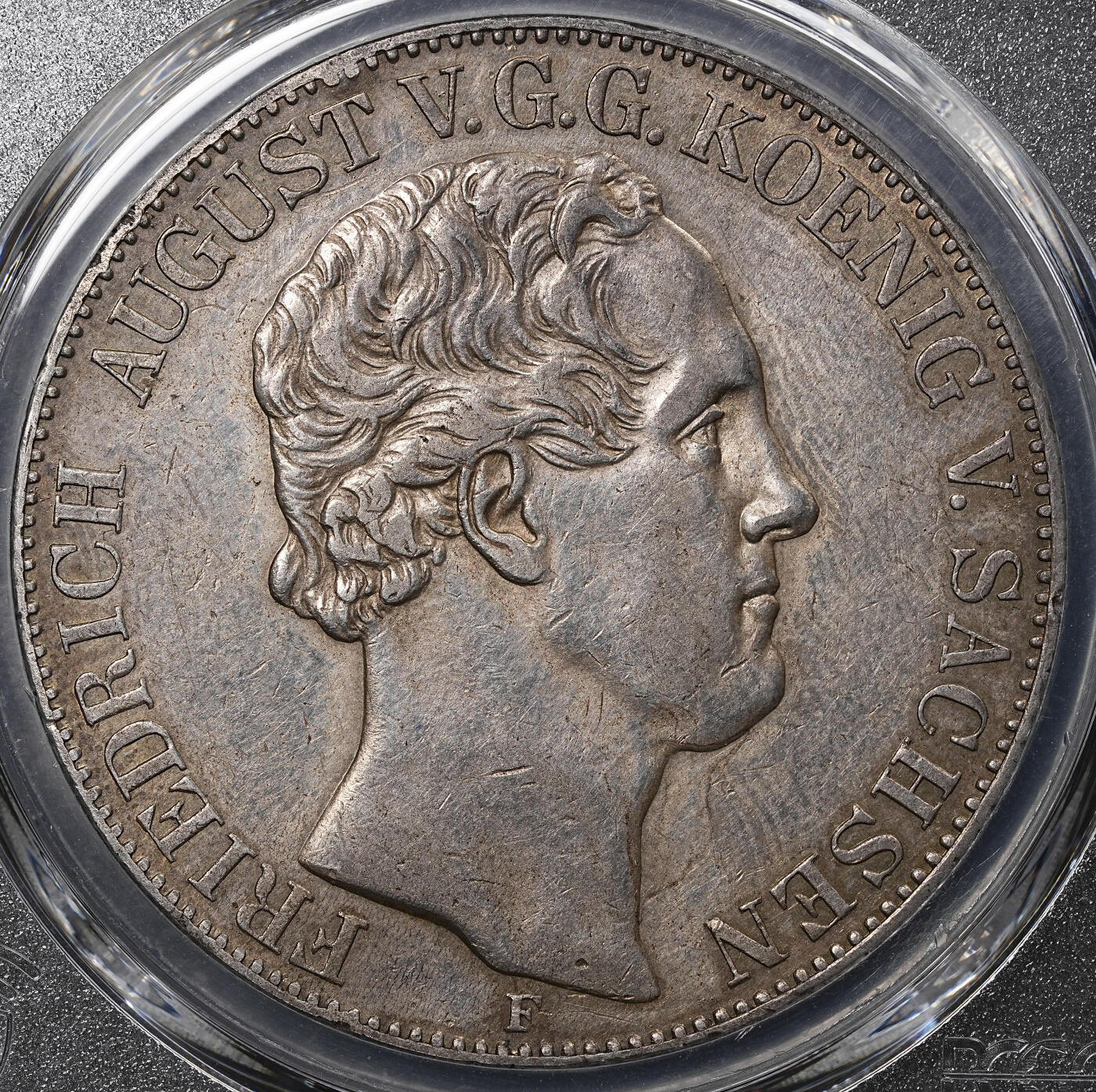 修遠堂世界钱币第八十九期 PCGS AU50 1857年萨克森2泰勒大银币 经典大窗帘图案