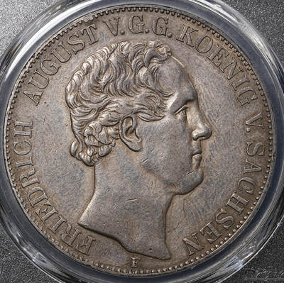 修遠堂世界钱币第八十九期 - PCGS AU50 1857年萨克森2泰勒大银币 经典大窗帘图案