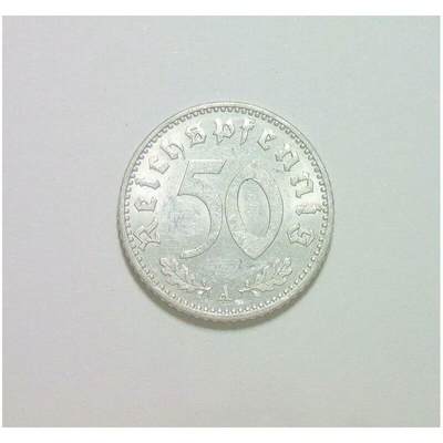 【旋风钱币】10月25日19:00准时开拍 精美欧洲币章、第三帝国钱币、精美项链等 全场包邮 德国第三帝国1940年A版50芬尼 带原光