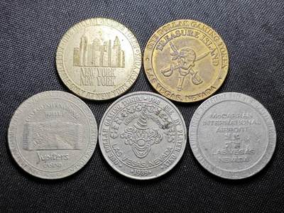 KK钱币收藏小铺  （套币 批量/好品散币 银币）专场  2月预留时间 周末发货 -  美国筹码代币一组5枚