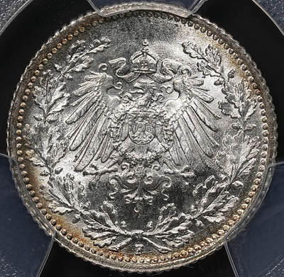 修遠堂世界钱币第八十九期 - PCGS MS67 1915年德国1/2马克银币 F厂铭