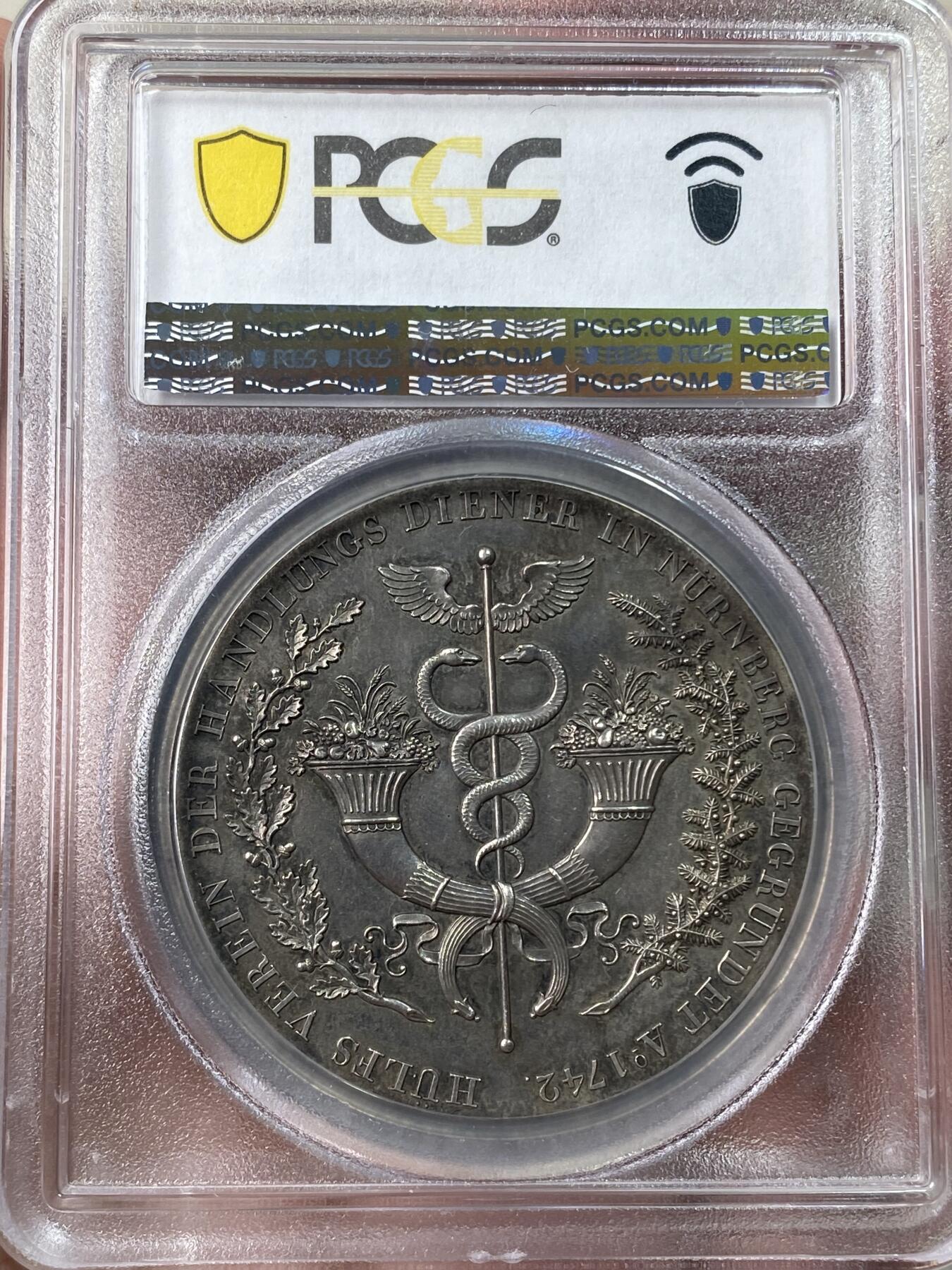 万国钱币拍卖第053期【万国秋季大拍上●周五周六两场连拍】 PCGS SP64 1842年德国纽伦堡仆人救济基金100周年纪念银章 细节刻画精工浮雕感极重 罕见品种 PC唯一冠军分