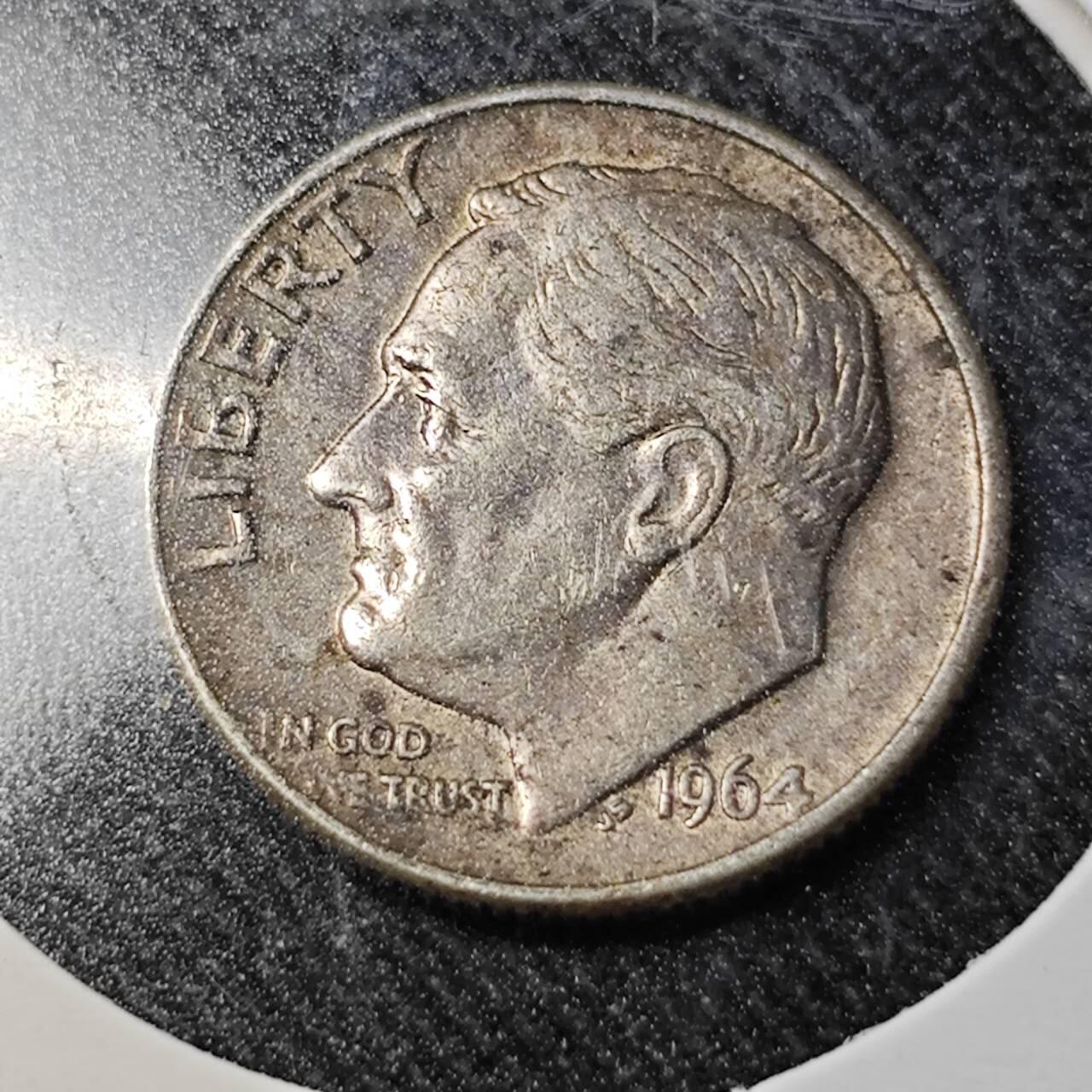 KK钱币收藏小铺  （套币 批量/好品散币 银币）专场  2月预留时间 周末发货   1964美国10分银币