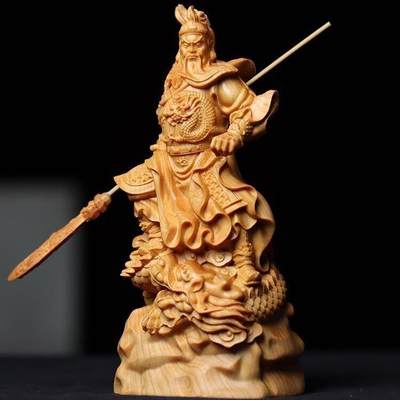 听雨轩（一） 木雕专场 - 崖柏 御龙武神关二爷 高约12cm