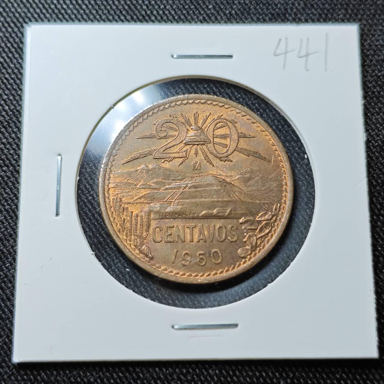 KK钱币收藏小铺  （套币 批量/好品散币 银币）专场  2月预留时间 周末发货  1960墨西哥20分铜币 好品