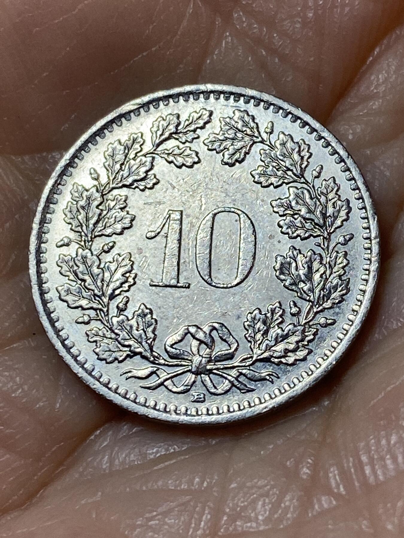 2025年第一百一十三场(总第一百三十九场）瑞士辅币专场(免佣金) 瑞士🇨🇭1992年10分(第二版，B标伯尔尼造)