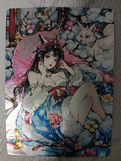 花开卡拍第43期（10月19号周日截拍，品控勿拍!!!拍品不寄存，运费5元，自制卡难免瑕疵，可能存在轻微撞角爆边等出厂瑕疵，品控介意勿拍！） - 奇点卡牌 九尾狐 原画山丘 粗闪1张