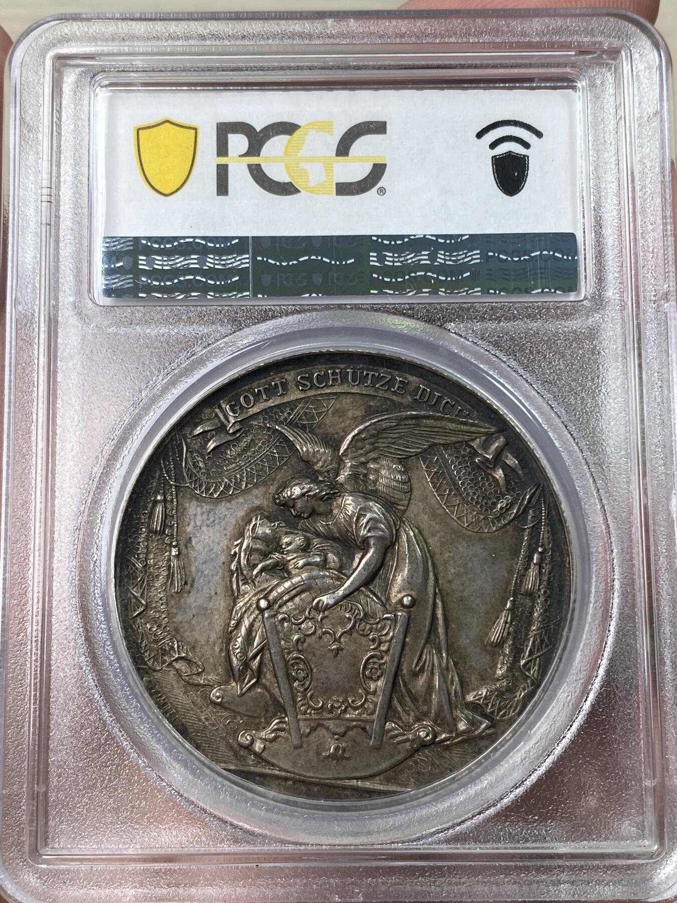 万国钱币拍卖第053期【万国秋季大拍下●周五周六两场连拍】 PCGS MS62 1900年奥地利宗教洗礼大银章 耶稣在约旦河受洗纪念 原味酱彩高浮雕