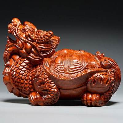 听雨轩（一） 木雕专场 - 花梨木龙龟 12cm